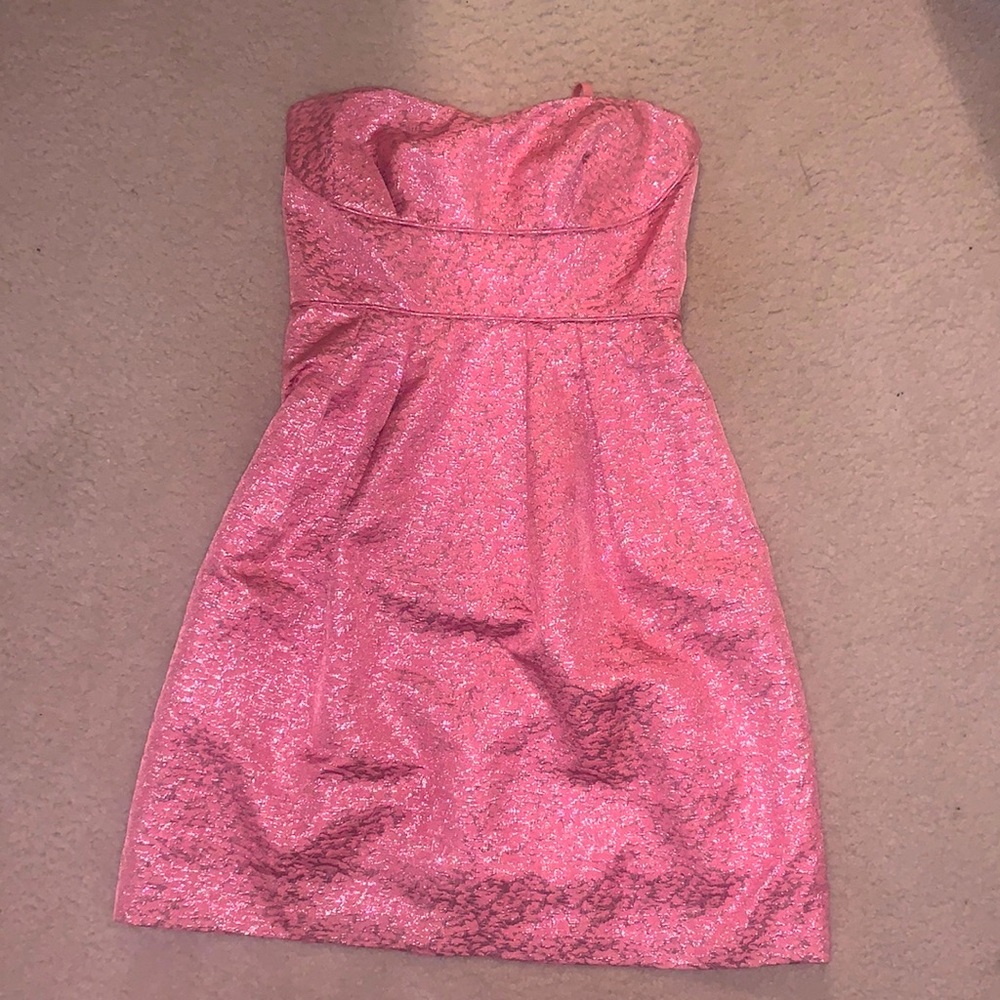 Strapless BCBG dress- size 6. Only worn once. Super cute!